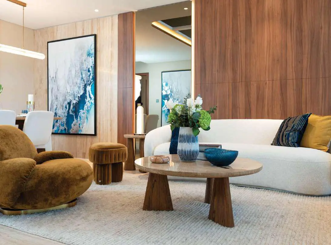 Modern master bedroom suite with floor to ceiling windows facing the gulf at Bab Al Qasr Residence 51 Abu Dhabi.