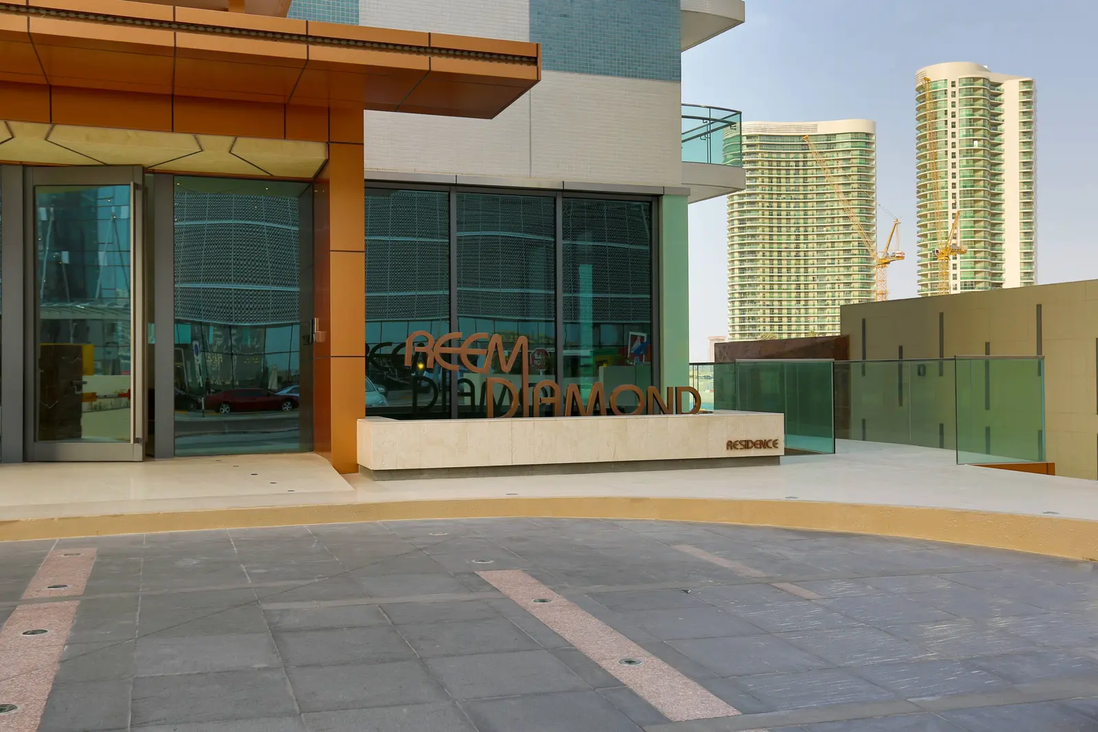 High-rise modern facade of Azure Residences tower in Shams Abu Dhabi on Al Reem Island offering luxury waterfront living