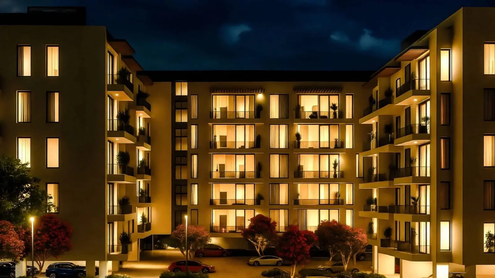 MERITO Abu Dhabi Al Reeman exterior showcasing modern architecture, balconies, and lifestyle retail spaces developed by JADARA.