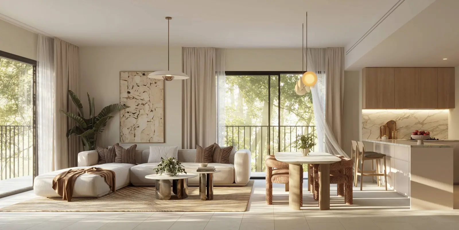 Light-finish interior palette at Yas Park Place Yas Island Abu Dhabi UAE offering bright, airy, nature-inspired living spaces..jpg