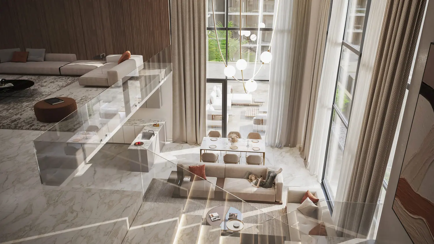 Royal Park Masdar City apartment balcony interior view overlooking the community
