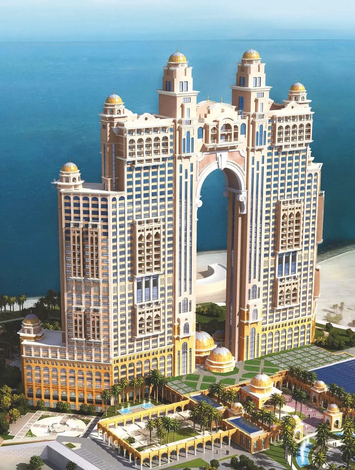 Beachfront exterior of Fairmont Marina Residences, Marina, Abu Dhabi luxury towers