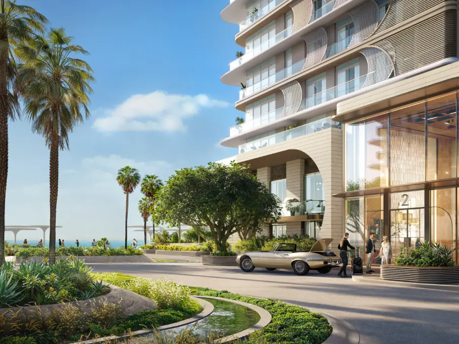 Residents enjoying waterfront promenades and scenic walking paths at Fahid Beach Residences.png