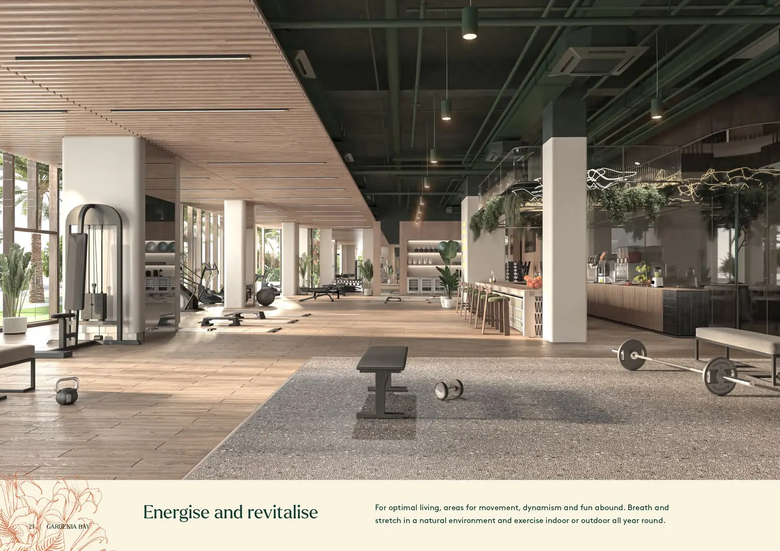 Modern apartment interiors at Gardenia Bay Yas Island Abu Dhabi with elegant living room designs