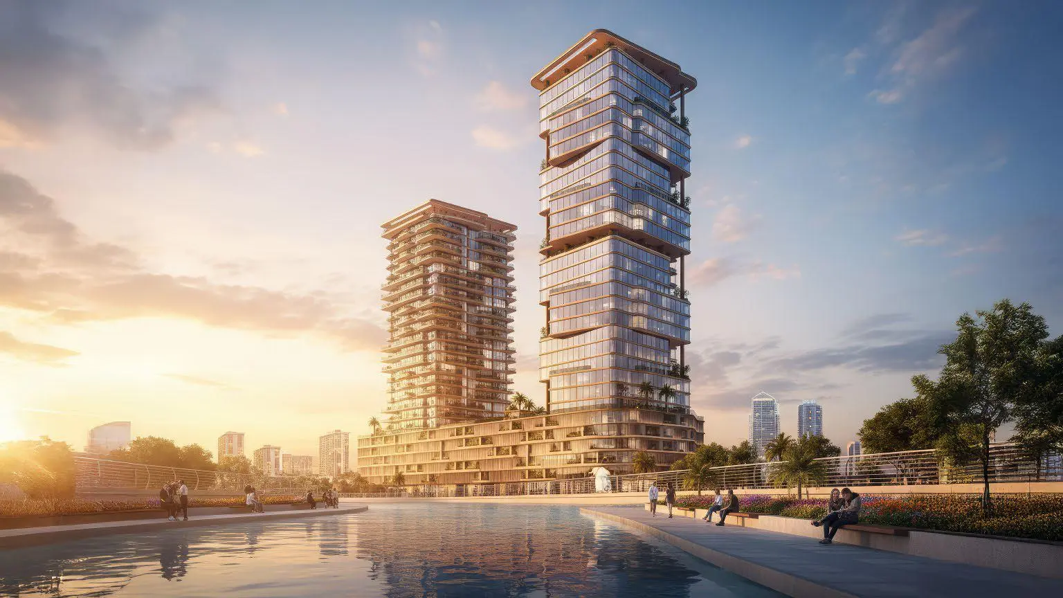 Radiant Atrium perspective exterior on Al Reem Island Abu Dhabi real estate emphasizing scale.jpg