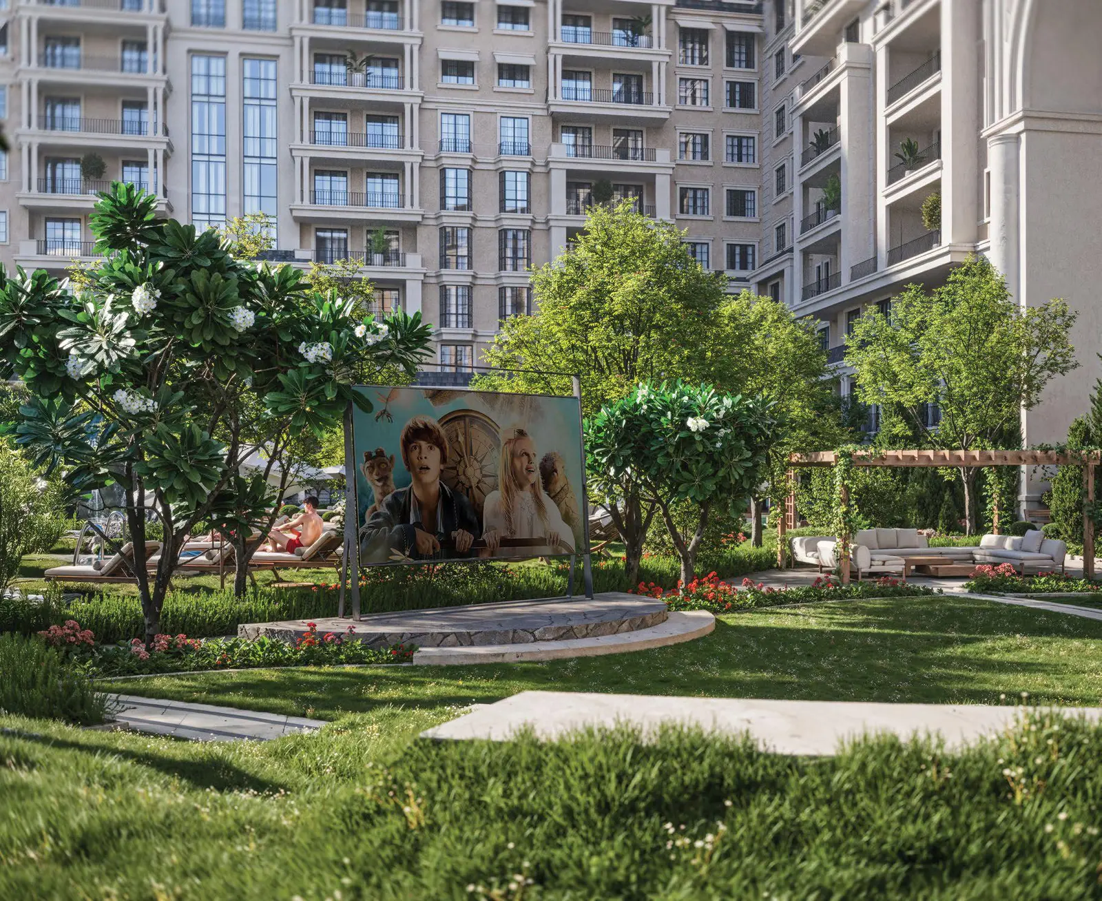 Ground-floor garden villas at Bab Al Qasr Garden Residence 66 Masdar City Abu Dhabi surrounded by landscaped greenery and private outdoor spaces.jpg