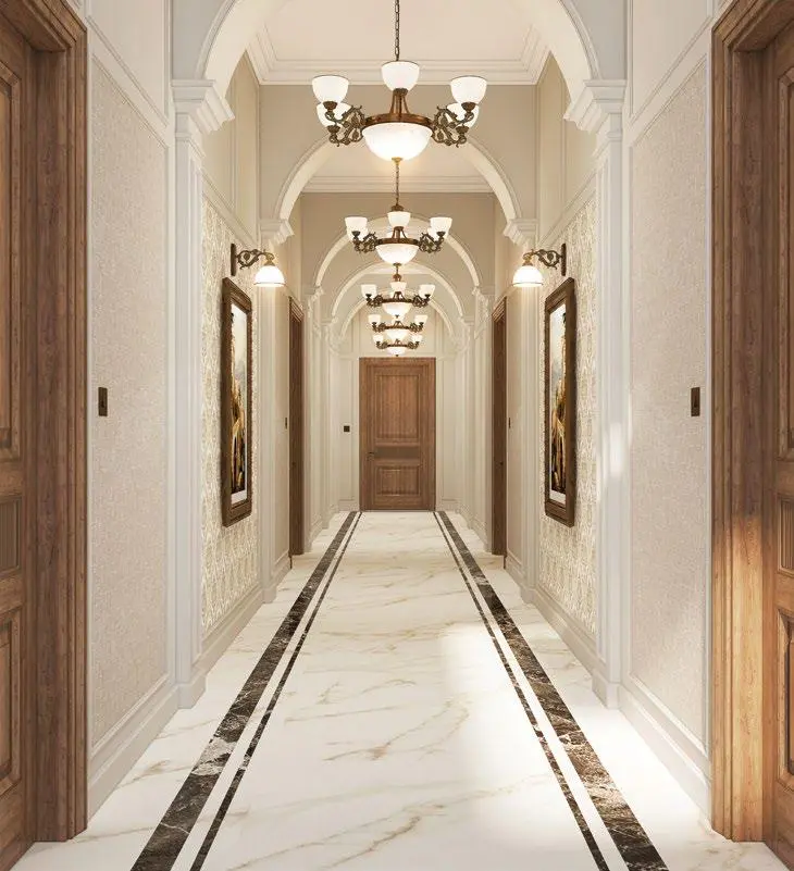 8 Stylish ceiling lights artwork accents and elegant décor in Bab Al Qasr Garden Residence 66 duplex unit Masdar City Abu Dhabi enhancing sophisticated interiors.jpg
