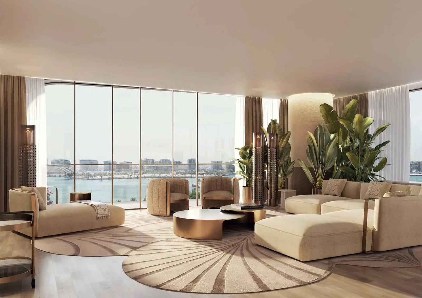 Open-plan living and dining area at Stellar by Elie Saab Yas Island Abu Dhabi.jpg