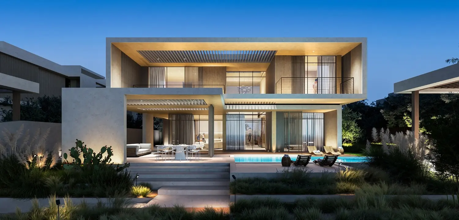 Architectural facade of Naseem Al Jurf buildings with contemporary design and ocean views
