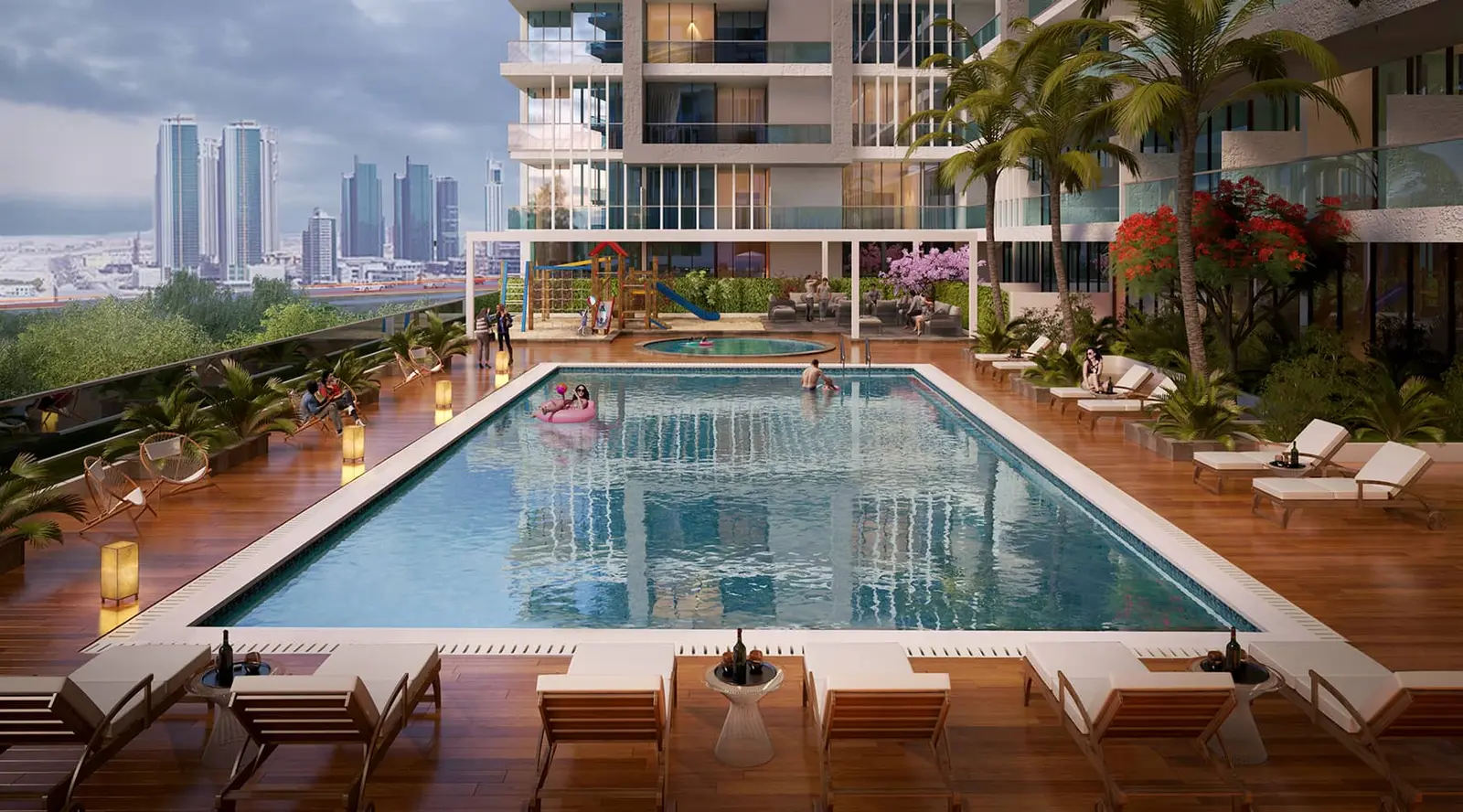 Al Maryah Island landscaped gardens and walking paths in luxury community