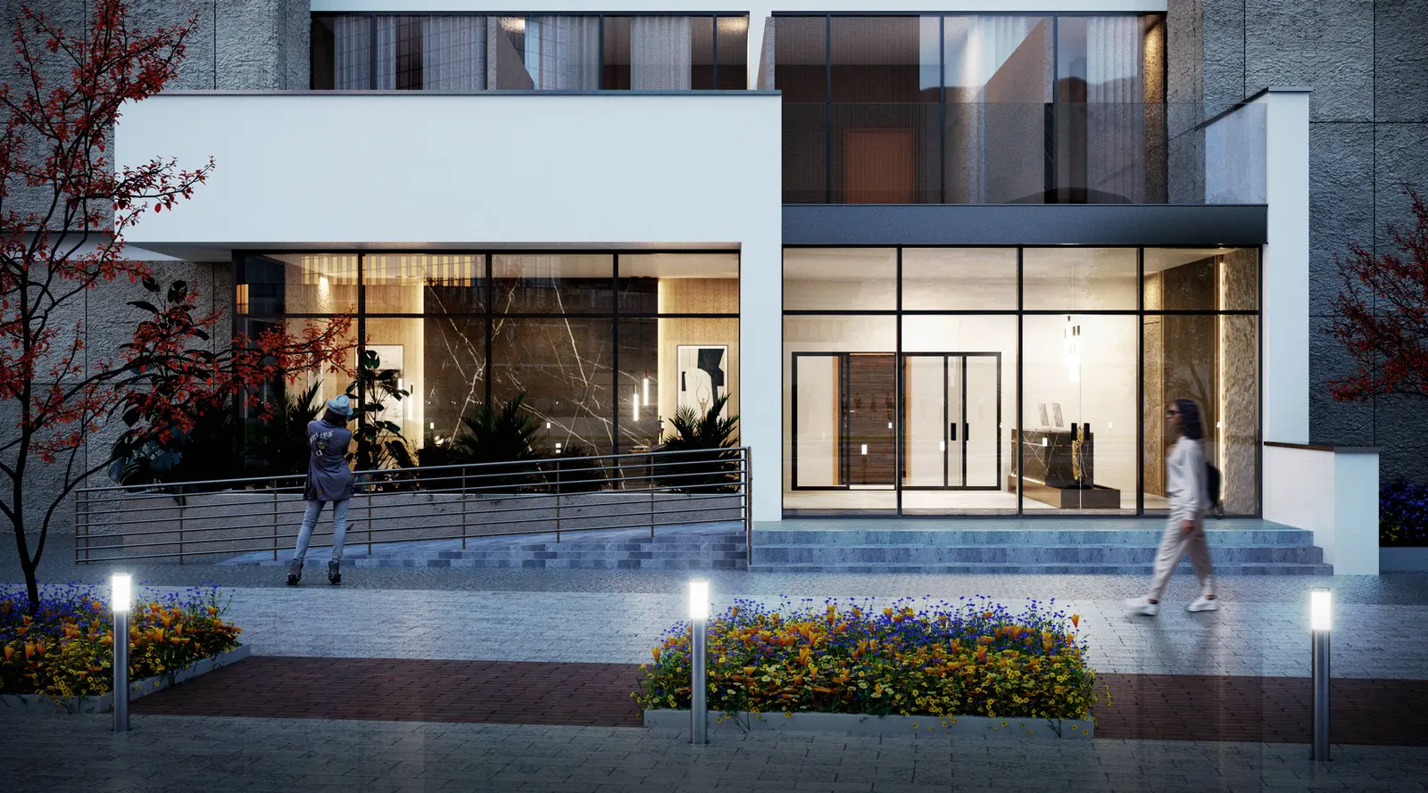 Perla 1 Yas Island Abu Dhabi building exterior surrounded by landscaped areas and contemporary amenities within a premium residential community.