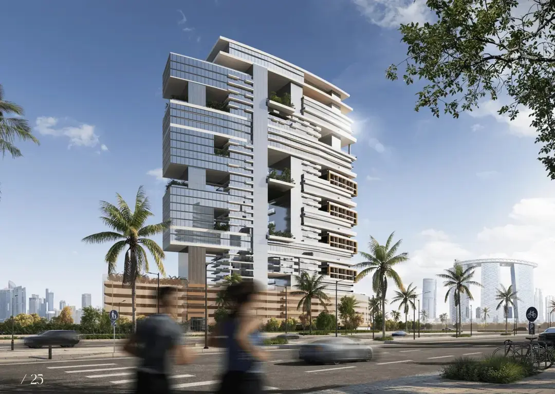 Radiant Marina Towers facade on Al Reem Island with waterfront and city skyline in the background.jpg
