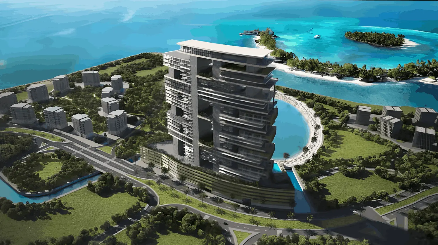 Radiant Marina Towers tower entrance with landscaped gardens and premium residential appeal.jpg