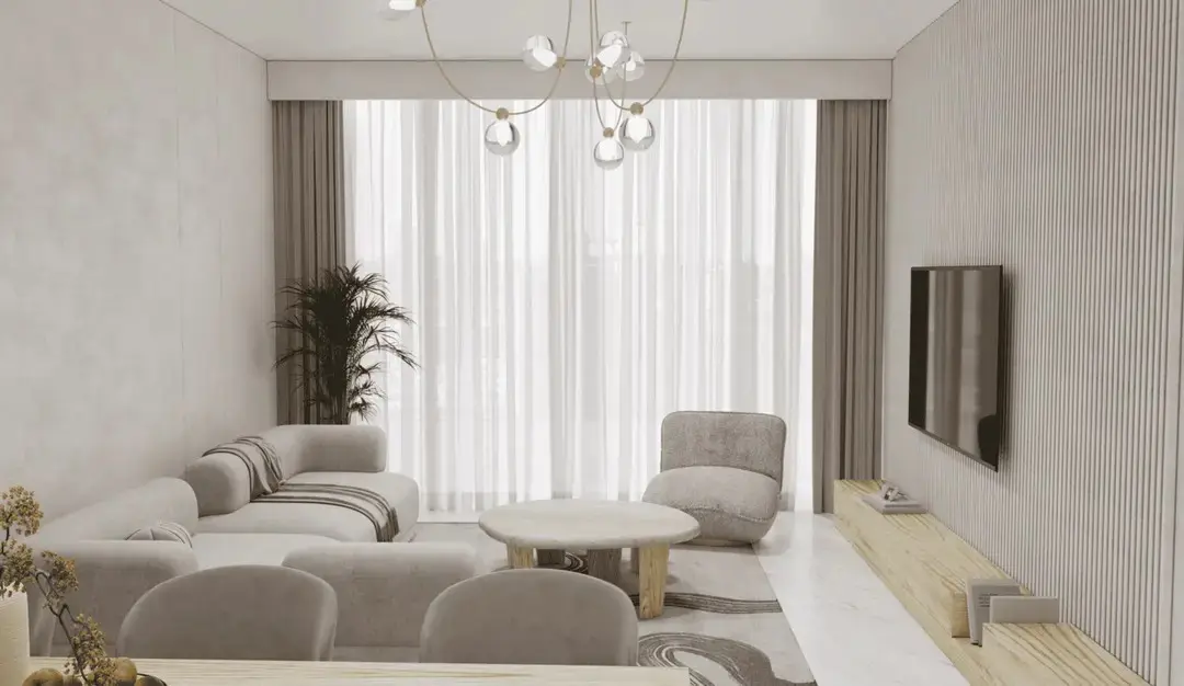 Elegant living room in Radiant Marina Towers with panoramic marina views and open-plan layout.jpg